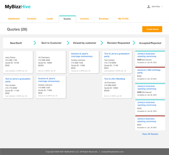 MyBizzHive’s business quotes management CRM software to manage all contacts in one place